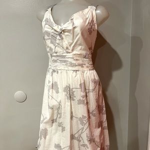 Ann Taylor Loft Dress US Size 10 Gray White Cotton Medium